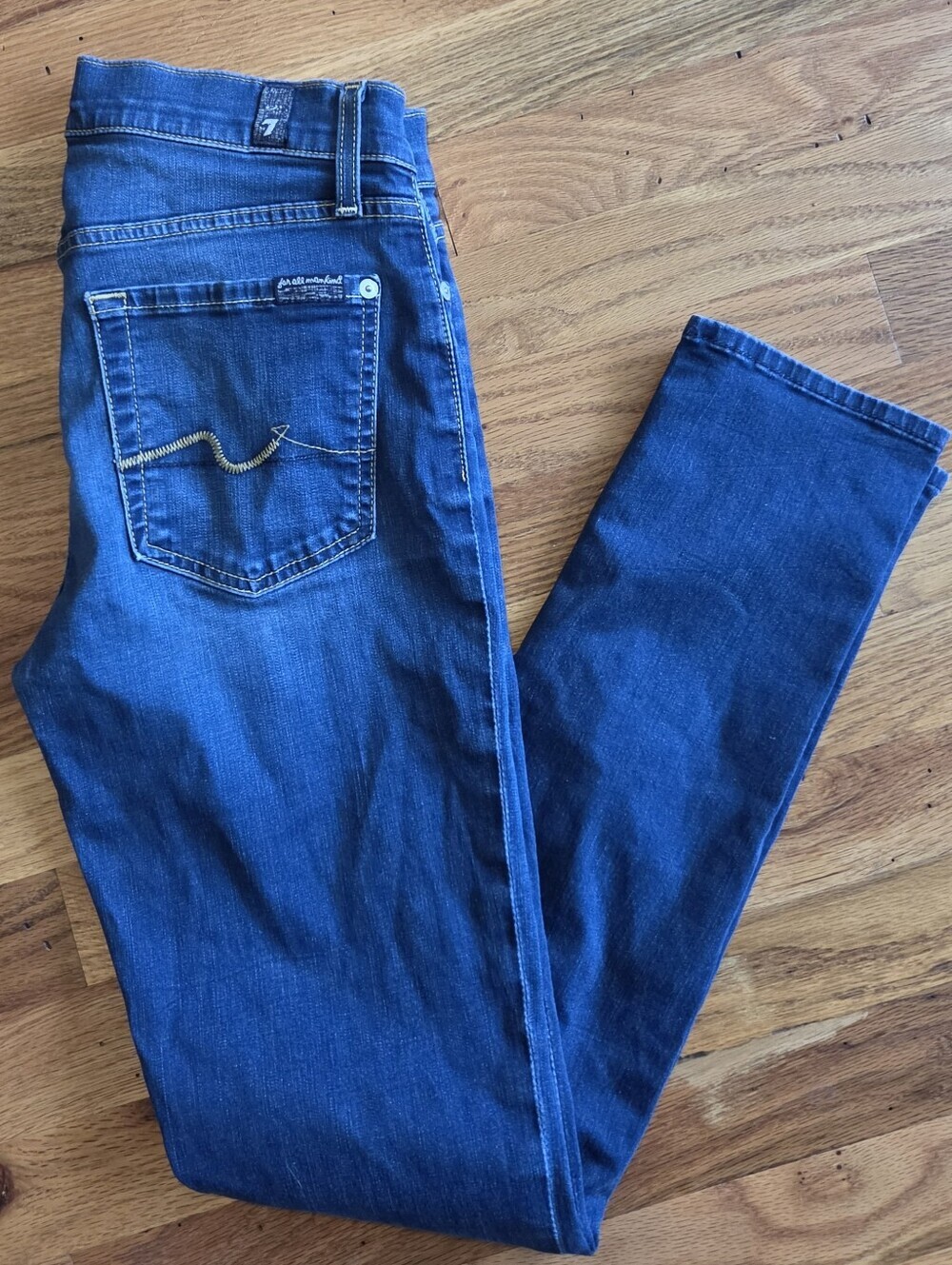 7 For All Mankind Slim Cigarette  Women's 27 Dark Blue Skinny Jeans
